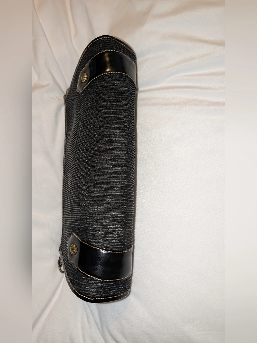 Eric Javits Squishee Metallic Baguette Shoulder Bag Black GUC